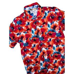 Thomas Sterling Men's OrangeFloral‎ Short Sleeve Button Front Shirt Size M